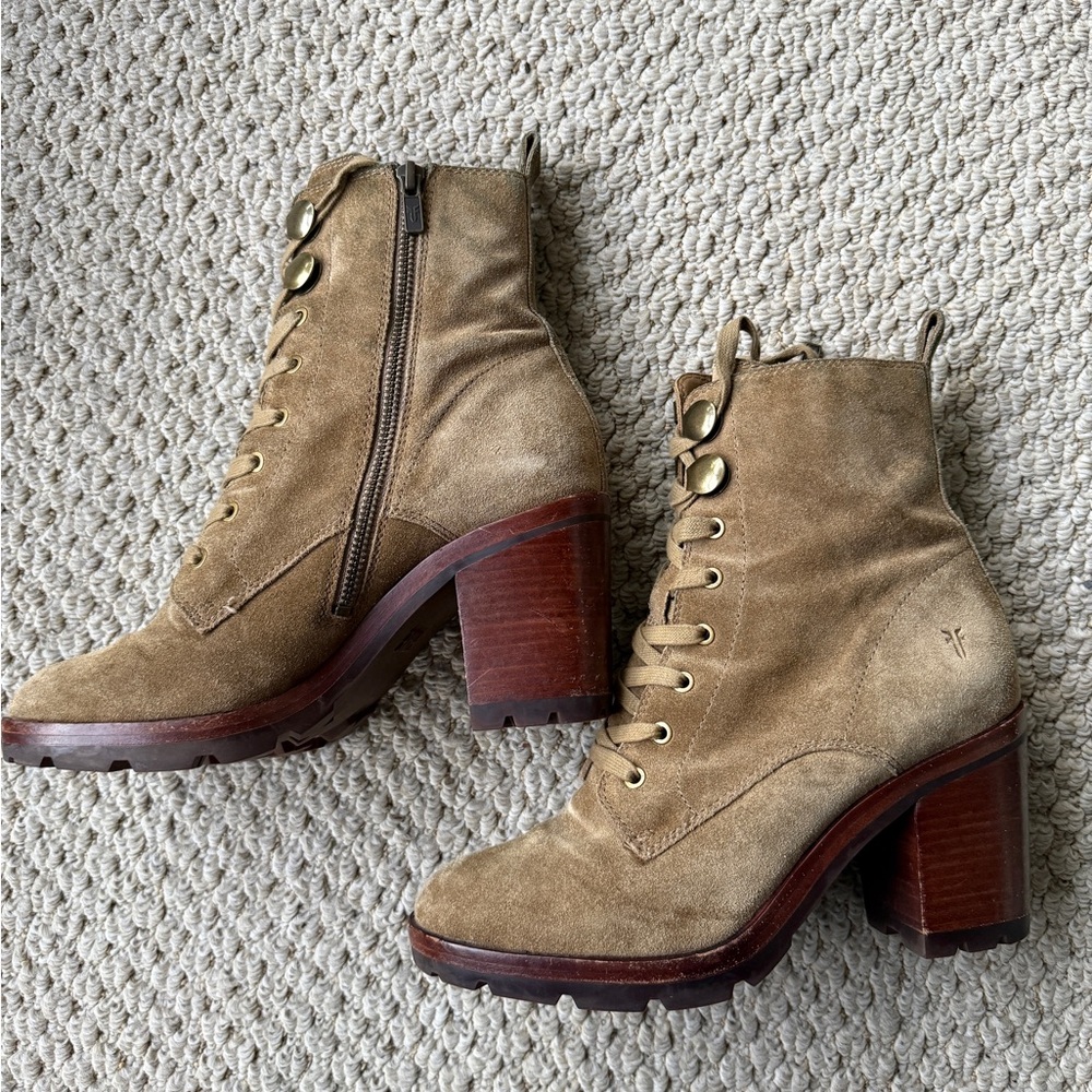 Frye Boots Myra Lug suede combat size 8 - Picture 3 of 13